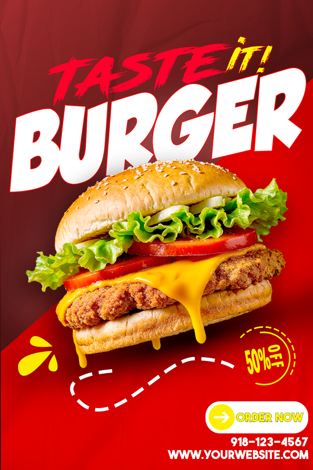 Taste It Burger fast food promotional poster